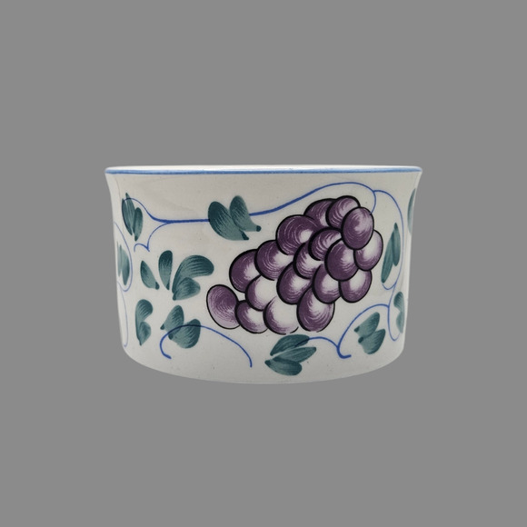 Tabletops Unlimited Fruttie Stoneware Bowl Pear Plum Grapes Fruit Pattern 4.5" - Picture 4 of 6